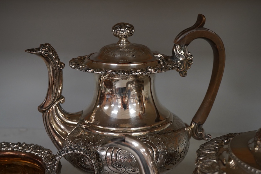 A Victorian plated embossed four piece tea and coffee service